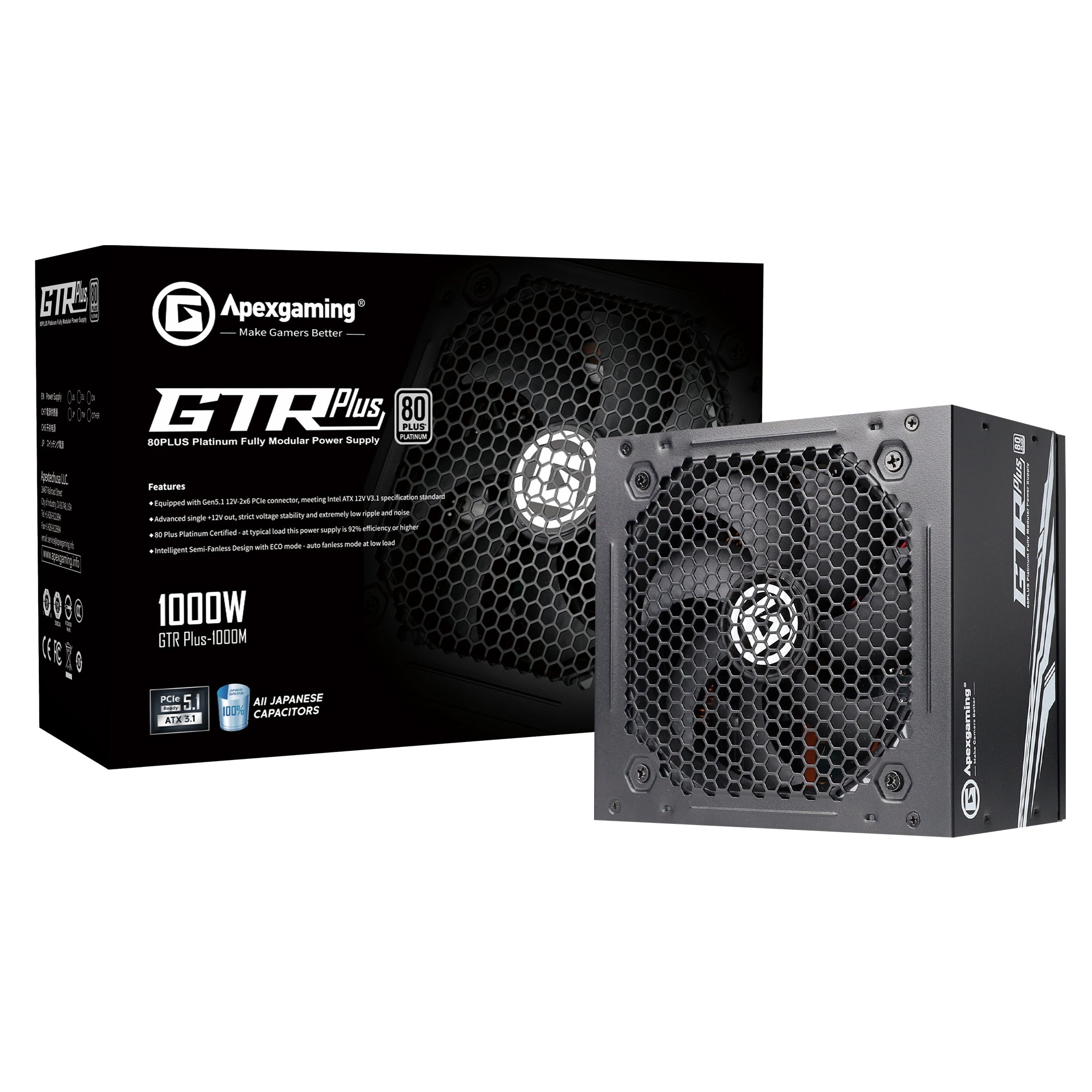 Apexgaming GTR Plus-1000M 1000Watt 80 PLUS Platinum Fully