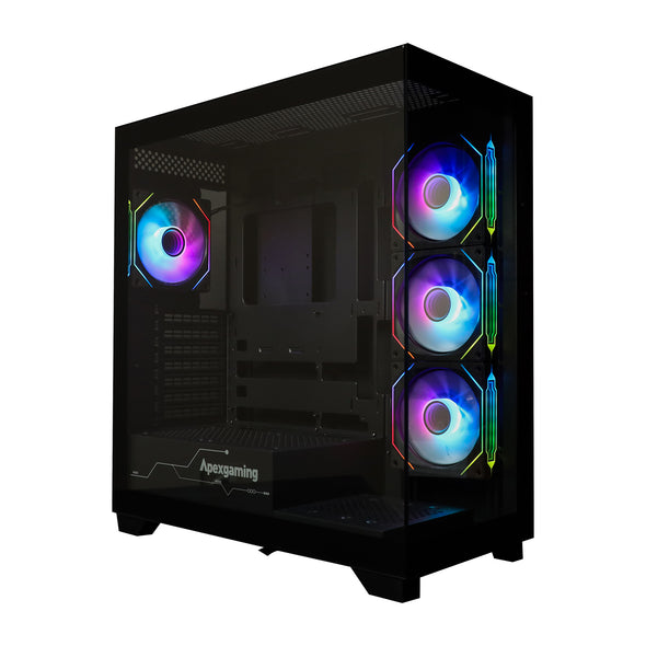 Apexgaming Poseidon P630 ATX Panoramic Mid-Tower Gaming Case – Black