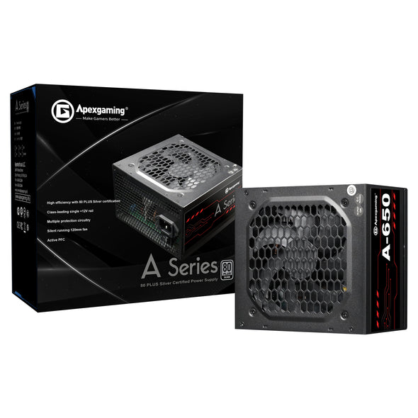 Apexgaming A-650 650Watt 80 PLUS Silver Silent Power Supply