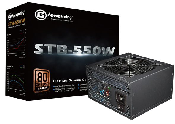 Apexgaming STB-550W- 550Watt 80 Plus Bronze Power Supply