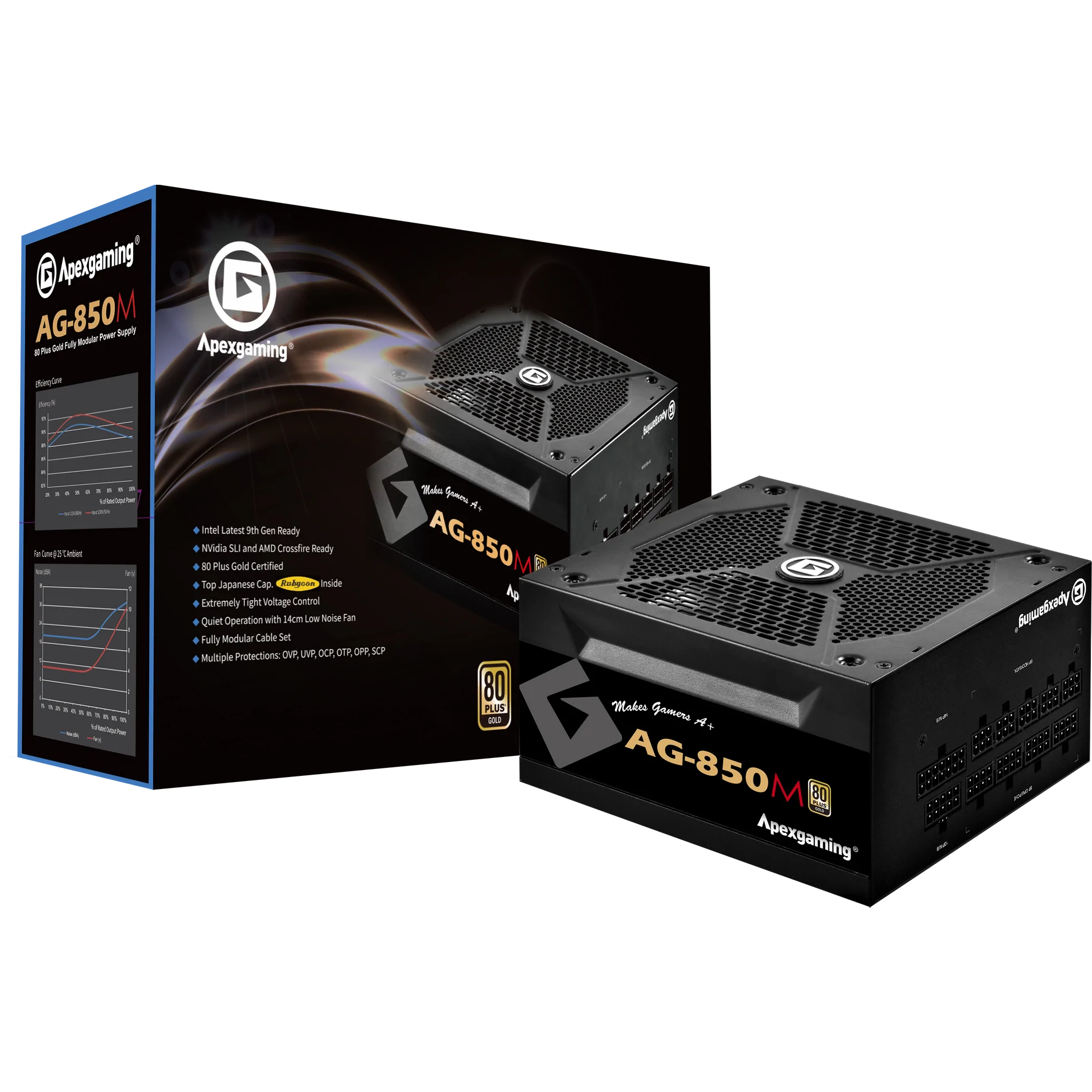 （お得な特別割引価格） Gold Plus 80 850Watt AG-850M Apexgaming Fully Power Modular 電源ユニット