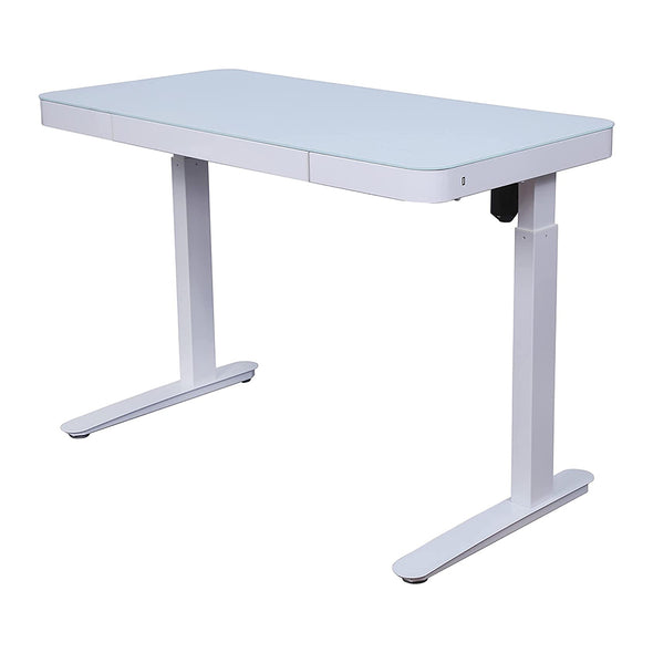 Tempered Glass Lumi Series 47" Electric Height Adjustable Standing Desk - White