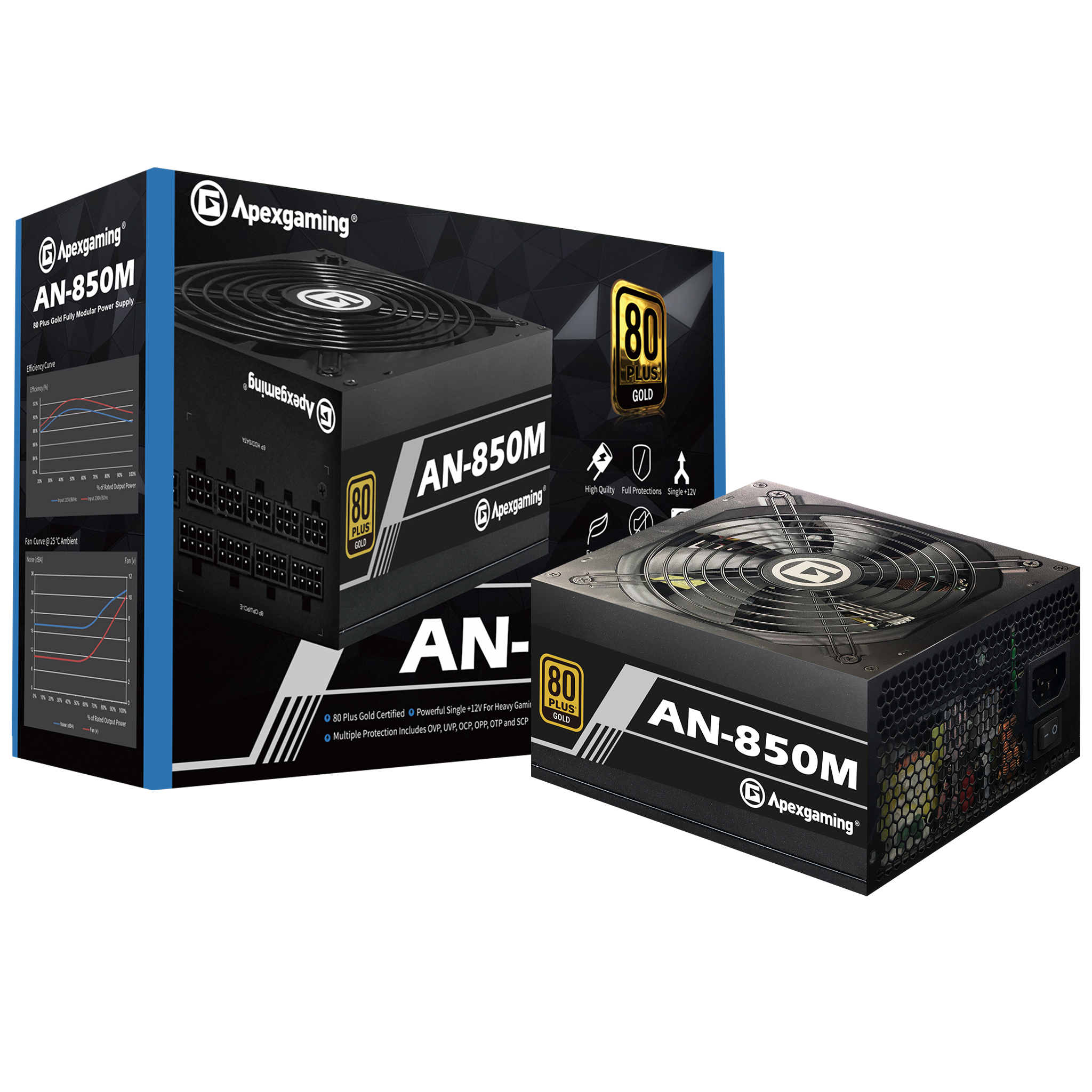 Apexgaming AN-850M 850Watt 80 PLUS Gold Fully Modular Power Supply Apexgaming AN-850M 850Watt 80 PLUS Gold Fully Modular Power Supply