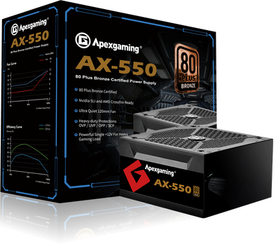 Apexgaming AX-550 550Watt 80PLUS Bronze Power Supply