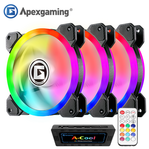 Apexgaming A-Cool ARGB Dual Ring Fan ( 3-pack including RGB controller)