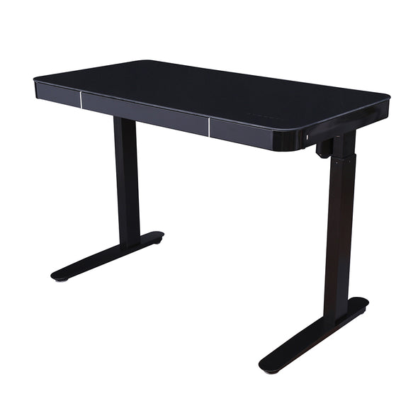 Tempered Glass Lumi Series 47" Electric Height Adjustable Standing Desk - Black