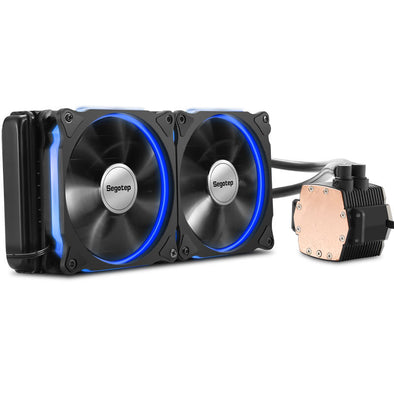 Apexgaming Aluminium CPU Water Cooler Radiator 240 Processor Double PWM 120mm LED Cooling Fan